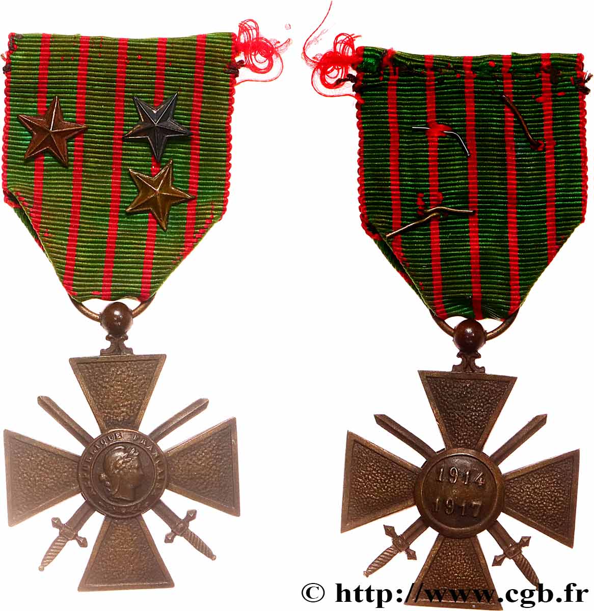 TROISIÈME RÉPUBLIQUE Croix de guerre, 1914-1917 TTB