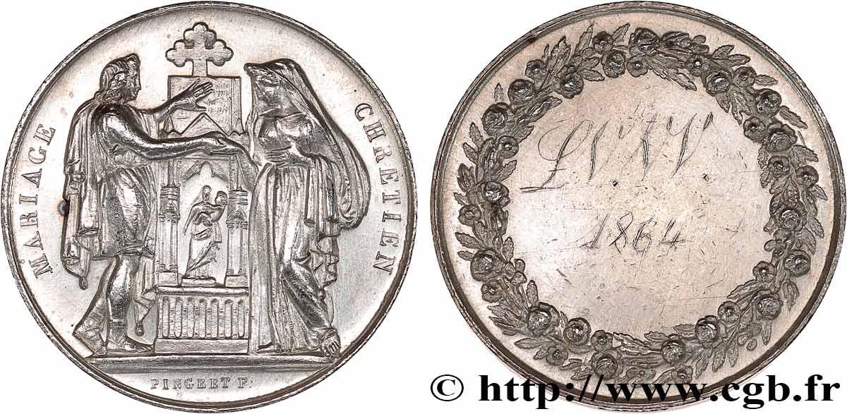 AMOUR ET MARIAGE Médaille, Mariage chrétien TTB+