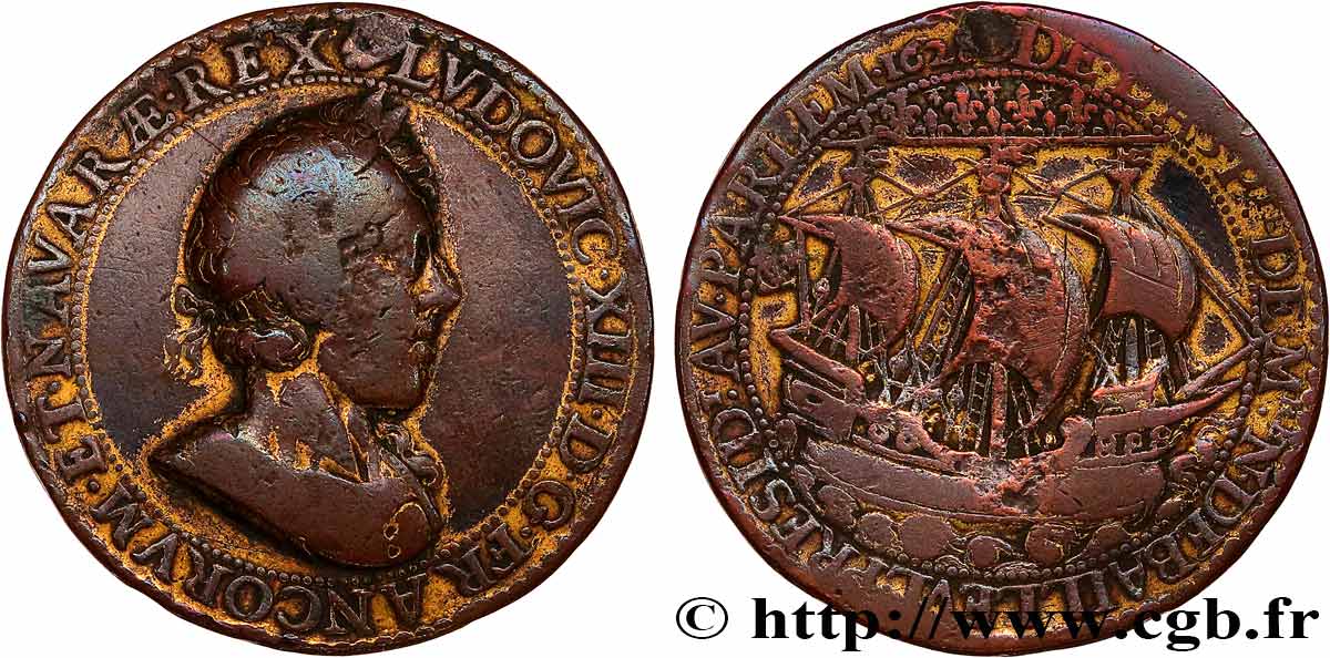 LOUIS XIII LE JUSTE Médaille, 3e mandat de Nicolas de Bailleul, prévôt des marchands TB