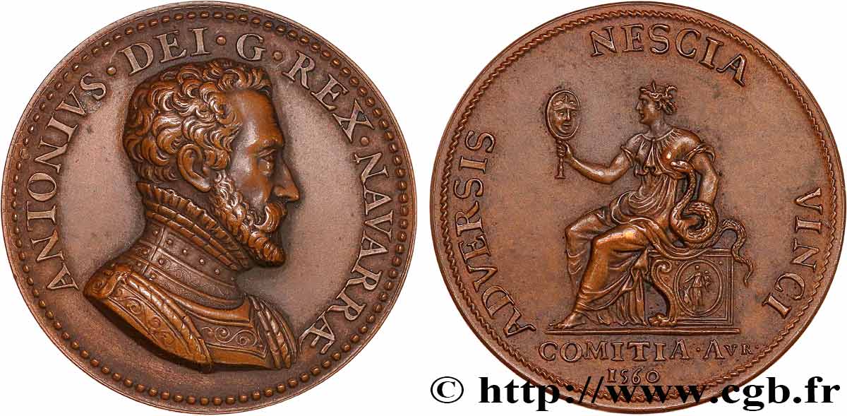 NAVARRE-BÉARN - ANTOINE DE BOURBON ET JEANNE D ALBRET Médaille, Présence du roi de Navarre dans les états d’Orléans, frappe moderne TTB+/SUP