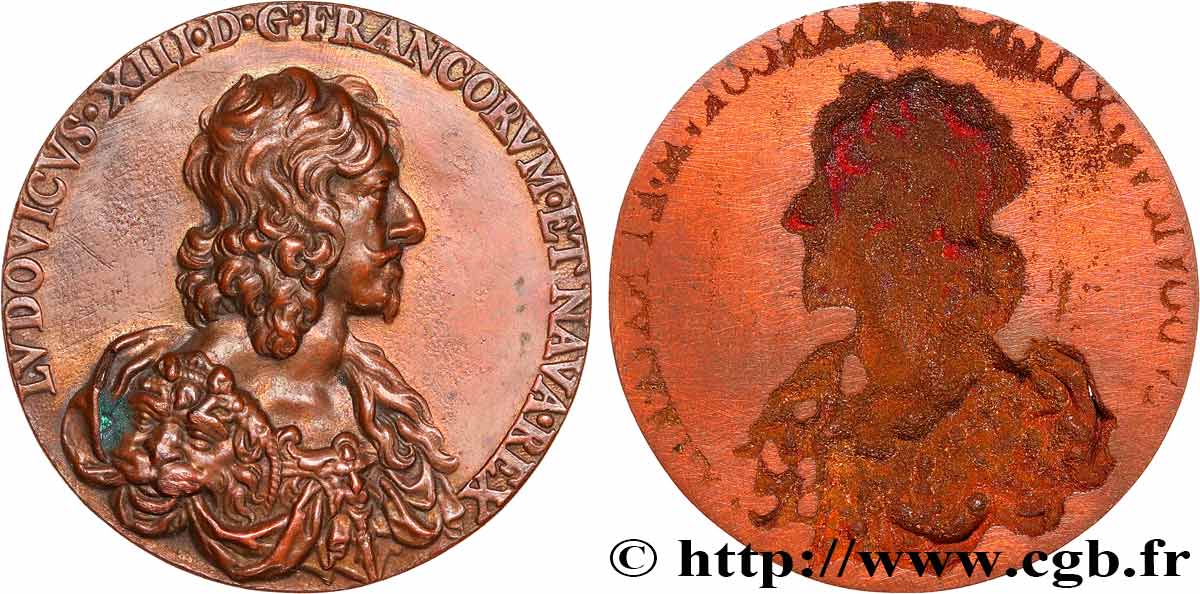 LOUIS XIII LE JUSTE Médaille, Buste de Louis XIII, tirage uniface electrolyse TTB+