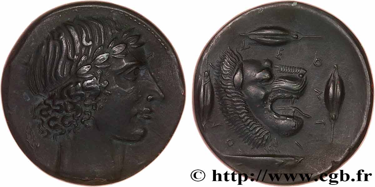 SICILY - LEONTINOI Médaille, reproduction du Tétradrachme  du Maître à la feuille  AU