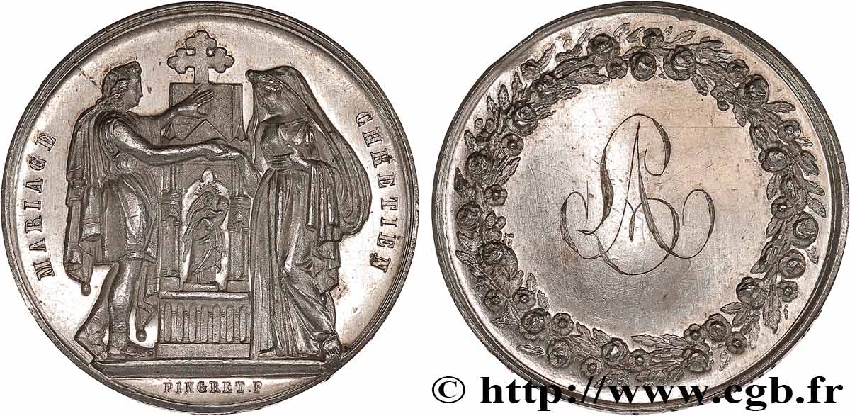 AMOUR ET MARIAGE Médaille, Mariage chrétien TTB+