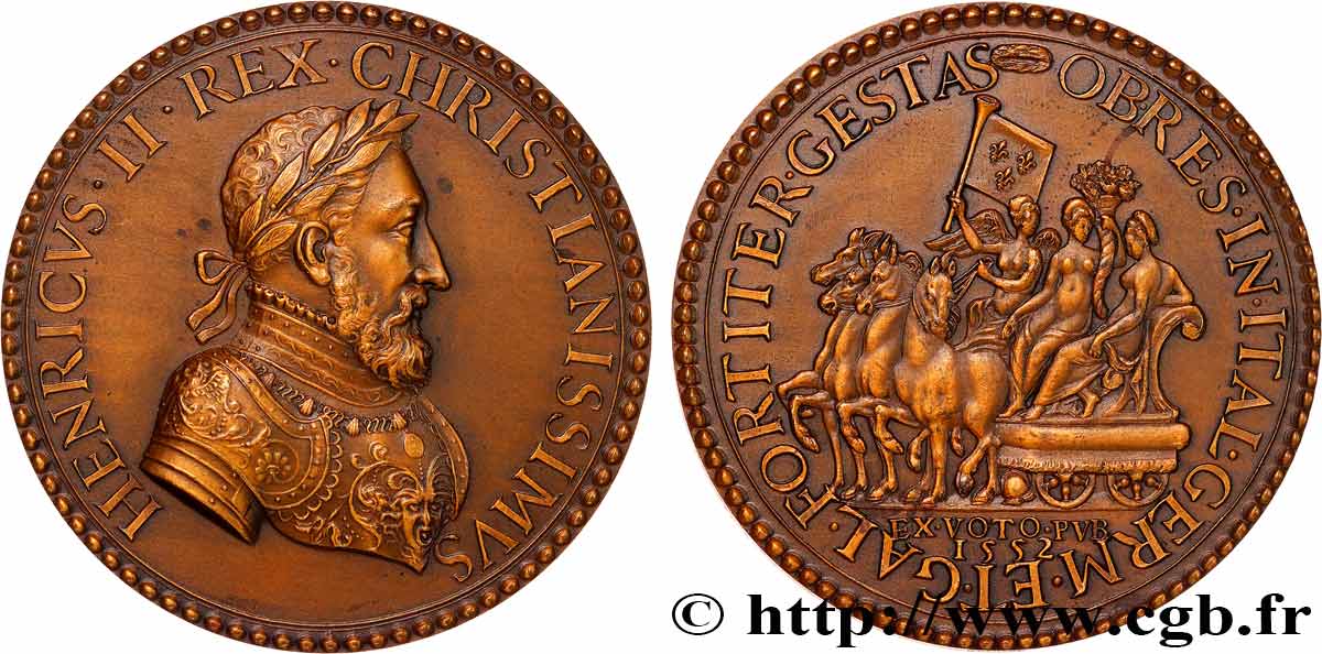 HENRI II Médaille, Conquêtes de Henri II, refrappe SUP