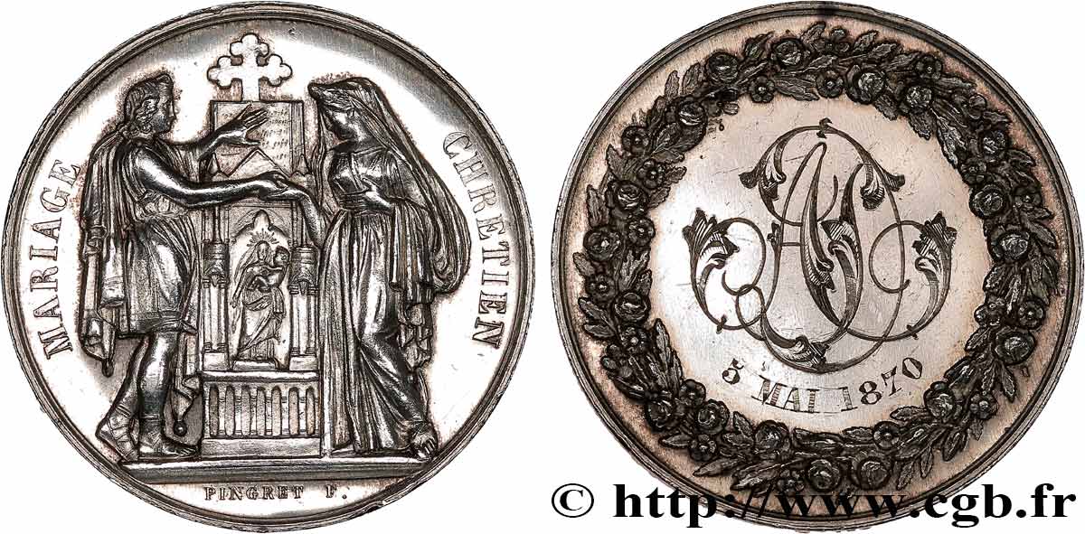 AMOUR ET MARIAGE Médaille, Mariage chrétien TTB+