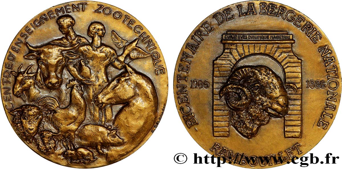CINQUIÈME RÉPUBLIQUE Médaille, Bicentenaire de la bergerie nationale SUP