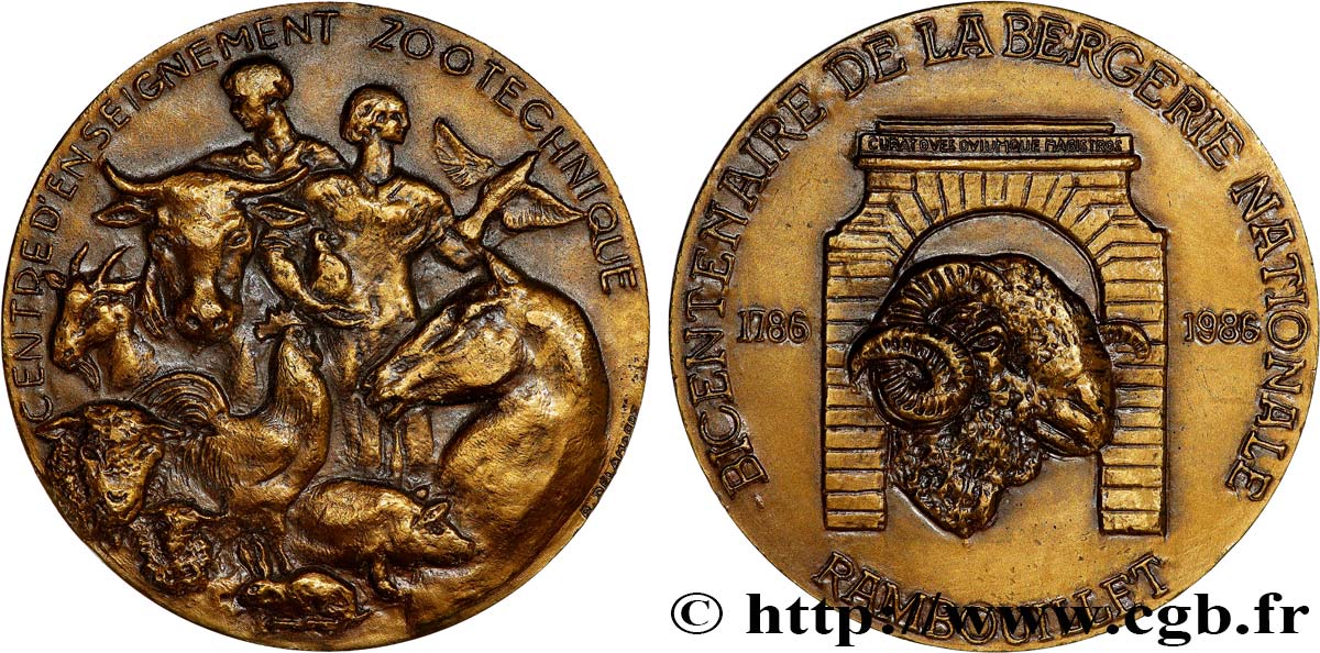 FUNFTE FRANZOSISCHE REPUBLIK Médaille, Bicentenaire de la bergerie nationale VZ
