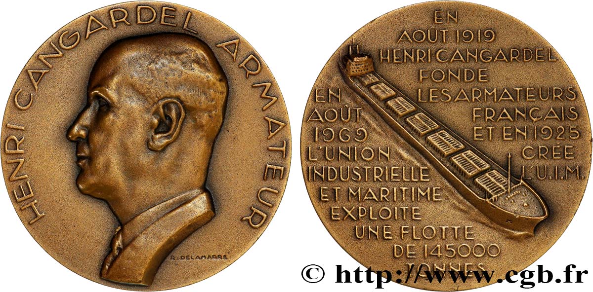 MER ET MARINE : PAQUEBOTS, NAVIRES, BATEAUX Médaille, Henri Cangarde SUP