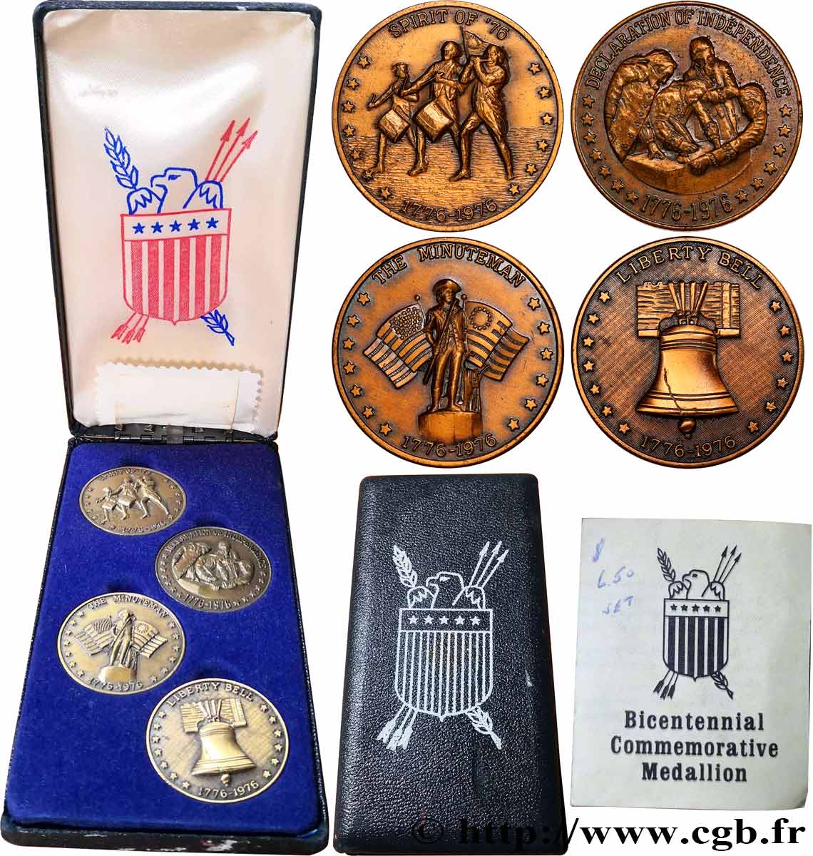 UNITED STATES OF AMERICA Coffret de 4 médailles, Bicentennial Commemorative Medallion AU