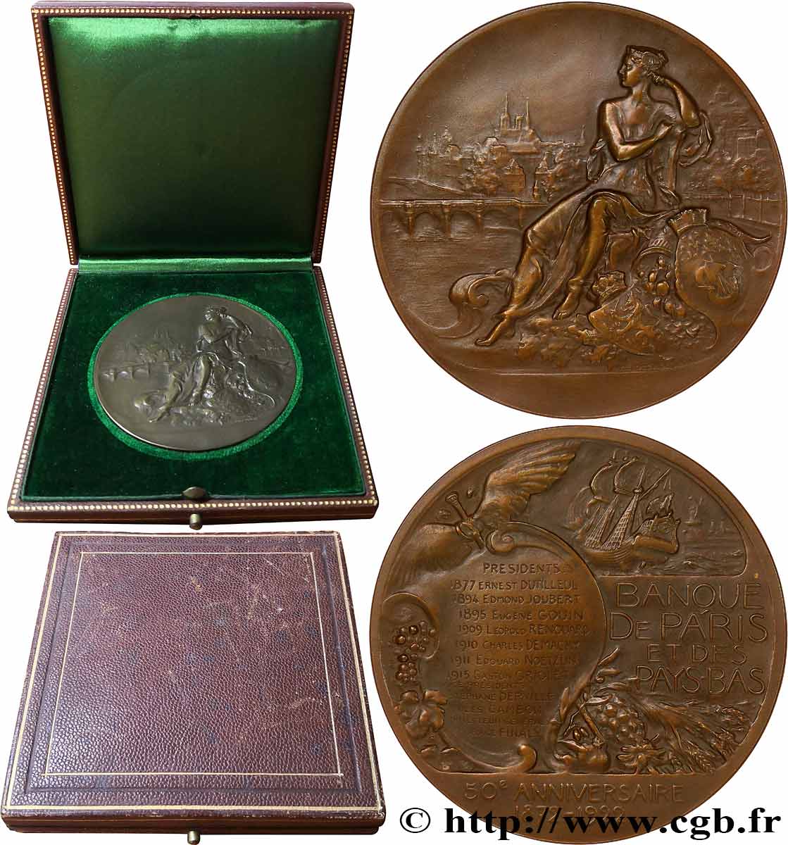 TERCERA REPUBLICA FRANCESA Médaille, Banque de Paris et des Pays-Bas, 50e anniversaire MBC+