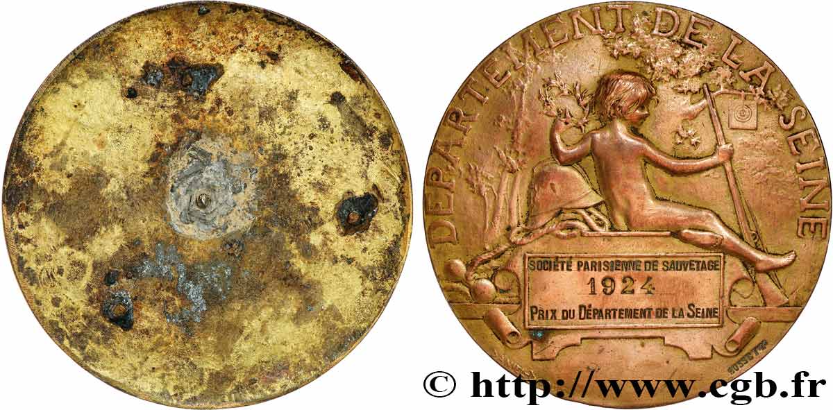 TERZA REPUBBLICA FRANCESE Médaille, Département de la Seine, Tir et arquebuse, tirage uniface du revers BB