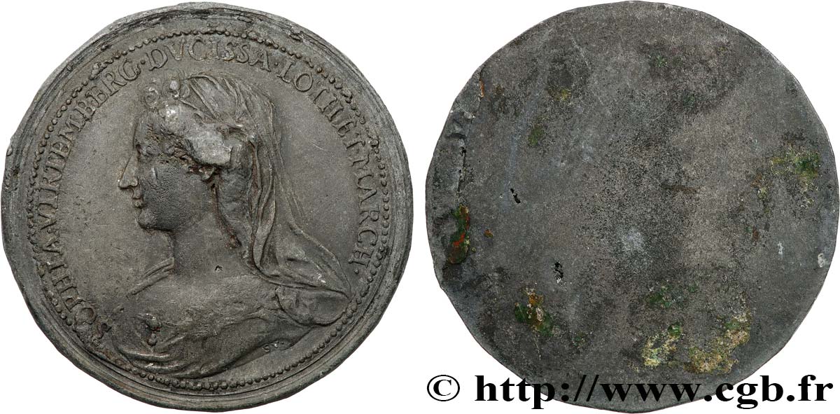LORRAINE - DUCHÉ DE LORRAINE - JEAN IER Médaille, Sophie de Württemberg, tirage uniface BC+