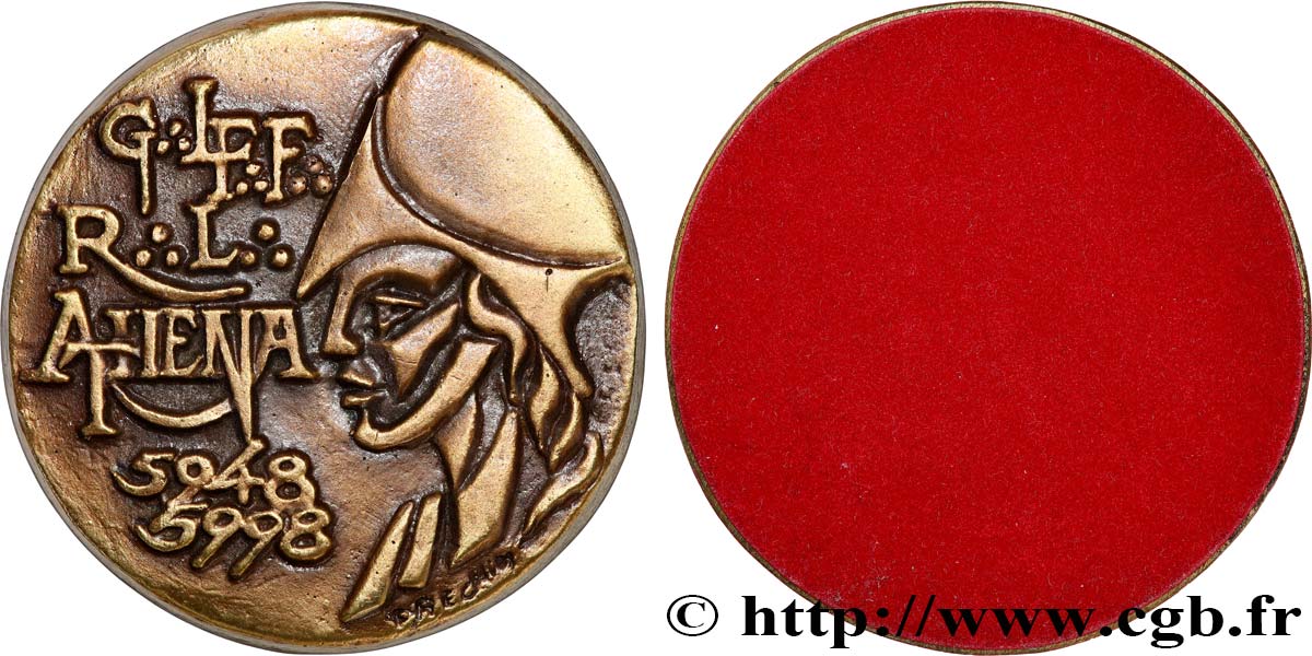 FRANC-MAÇONNERIE - PARIS Médaille, Grande Loge Féminine de France, Loge Athena EBC
