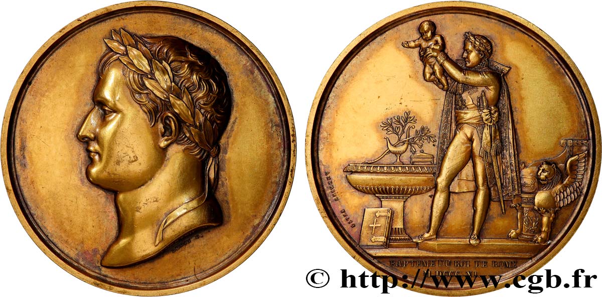 PREMIER EMPIRE Médaille, Baptême du roi de Rome, refrappe TTB