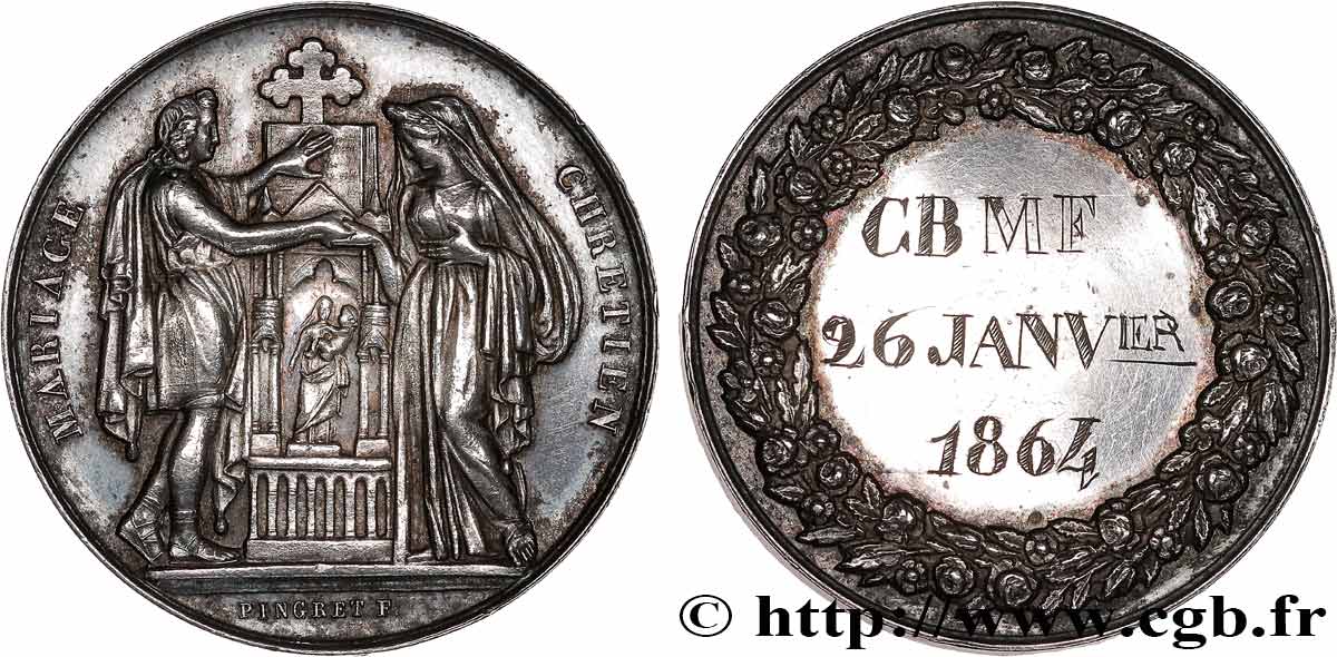 AMOUR ET MARIAGE Médaille, Mariage chrétien TTB+