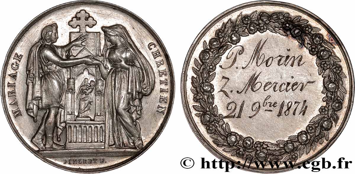 AMOUR ET MARIAGE Médaille, Mariage chrétien TTB+