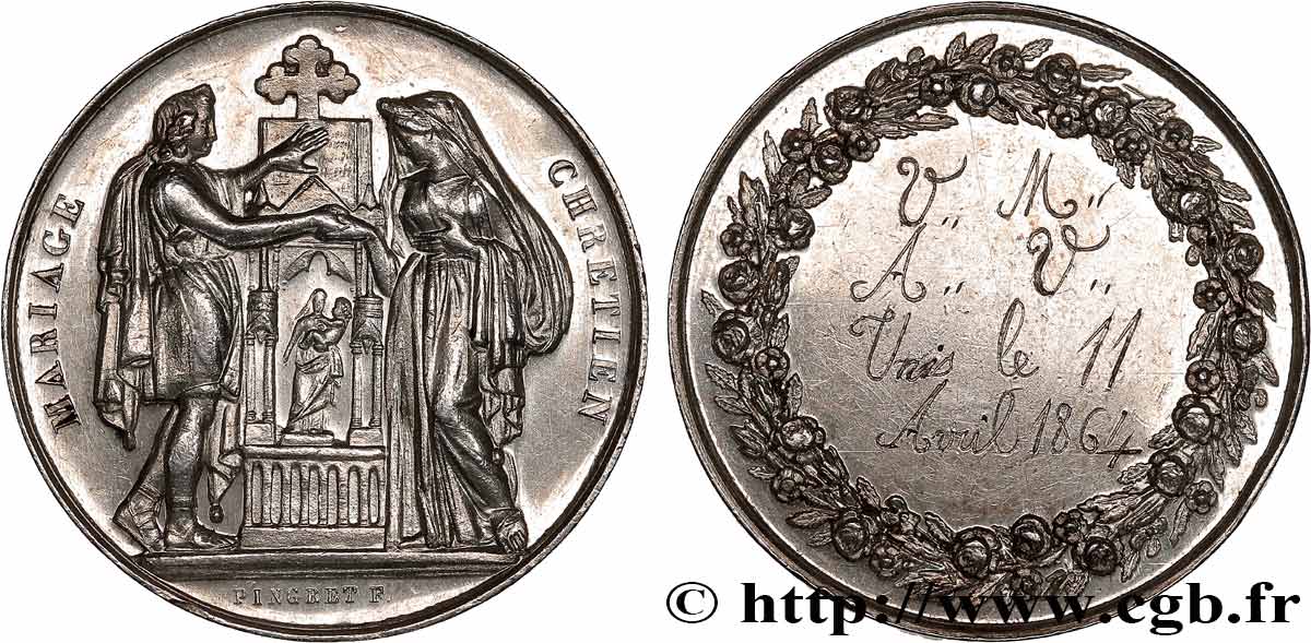 AMOUR ET MARIAGE Médaille, Mariage chrétien TTB+