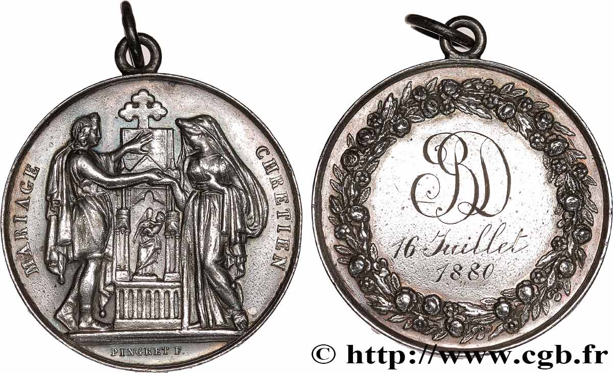 AMOUR ET MARIAGE Médaille, Mariage chrétien, transformée en pendentif q.SPL