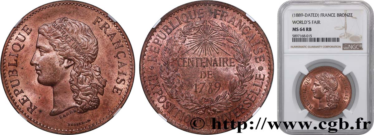 TERZA REPUBBLICA FRANCESE Médaille, Centenaire de 1789 MS64
