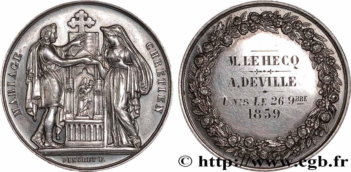 AMOUR ET MARIAGE Médaille, Mariage chrétien TTB+