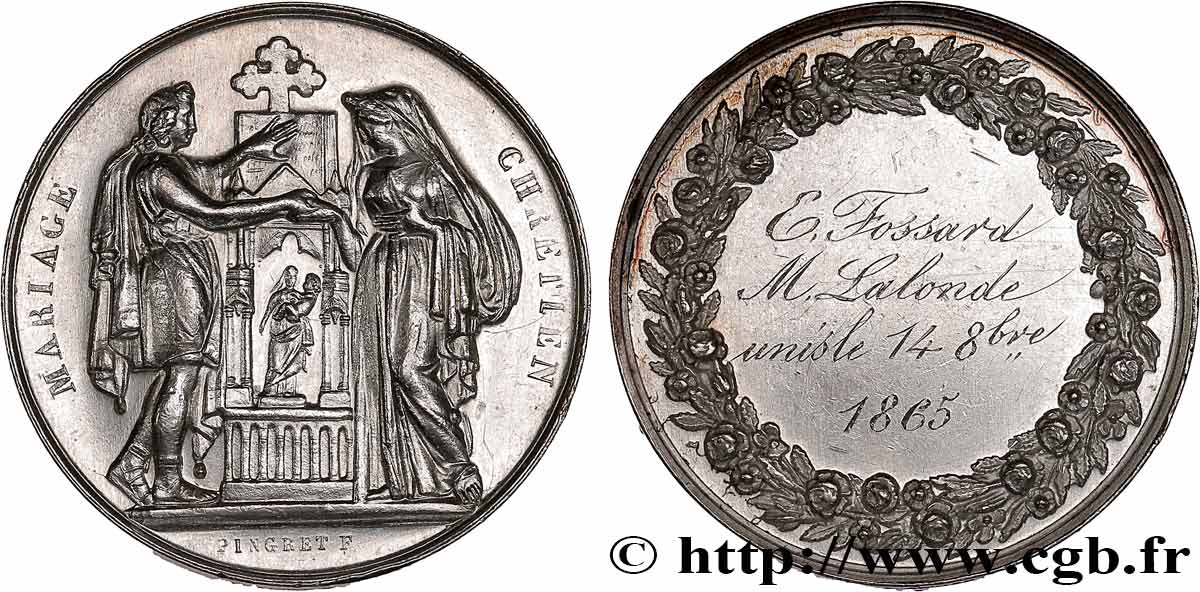 AMOUR ET MARIAGE Médaille, Mariage chrétien TTB+