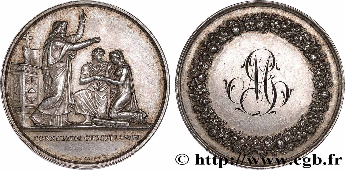 AMOUR ET MARIAGE Médaille de mariage, Connubium Christianum TTB