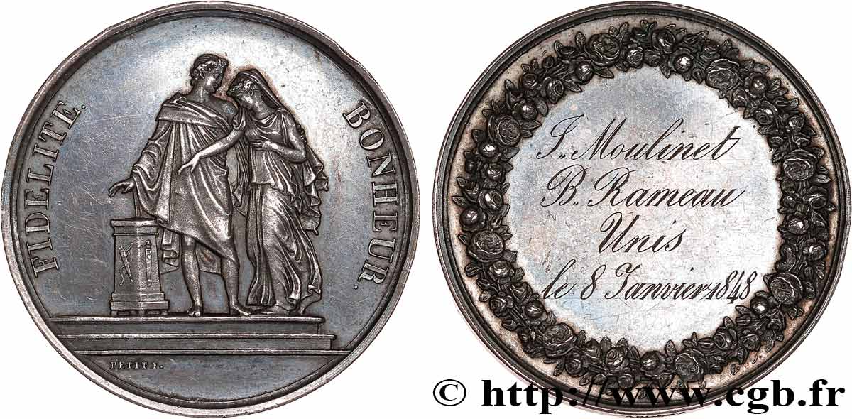 AMOUR ET MARIAGE Médaille de mariage, Fidélité et Bonheur AU