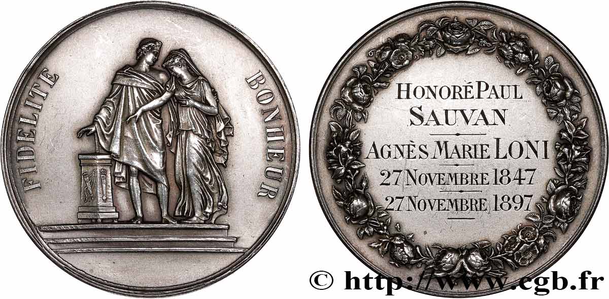 LOVE AND MARRIAGE Médaille de mariage, Fidélité et Bonheur, Noces d’or AU