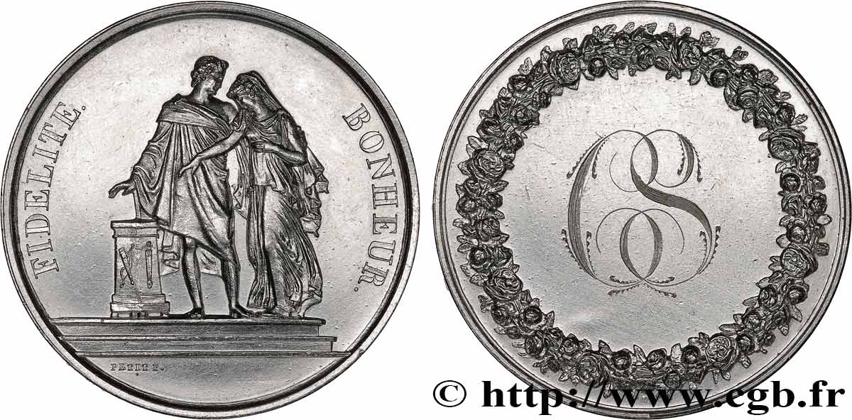 AMOUR ET MARIAGE Médaille de mariage, Fidélité et Bonheur AU