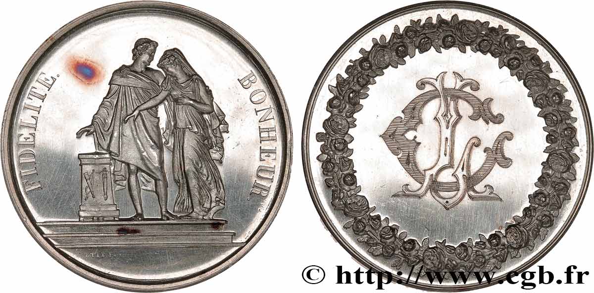 AMOUR ET MARIAGE Médaille de mariage, Fidélité et Bonheur AU