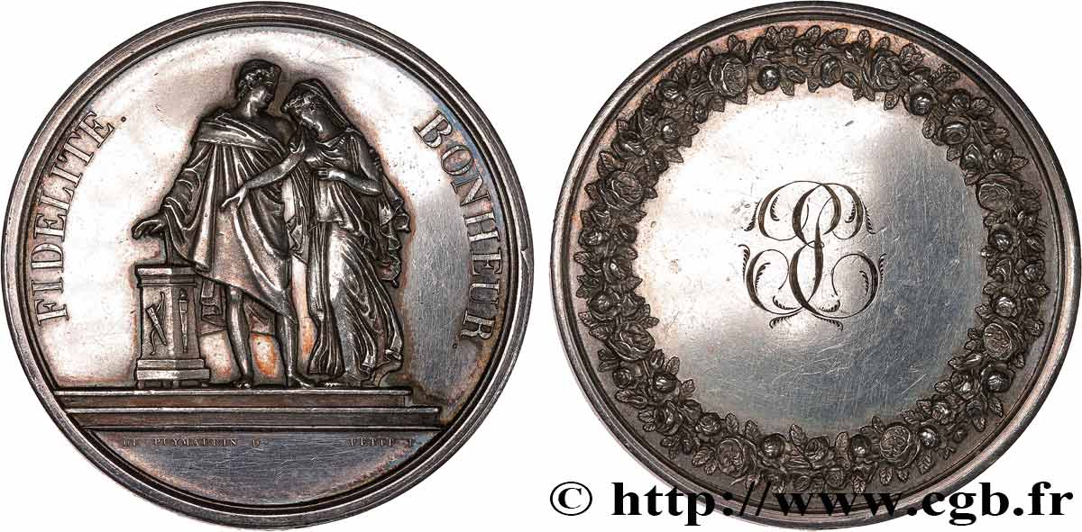 AMOUR ET MARIAGE Médaille de mariage, Fidélité et Bonheur q.SPL