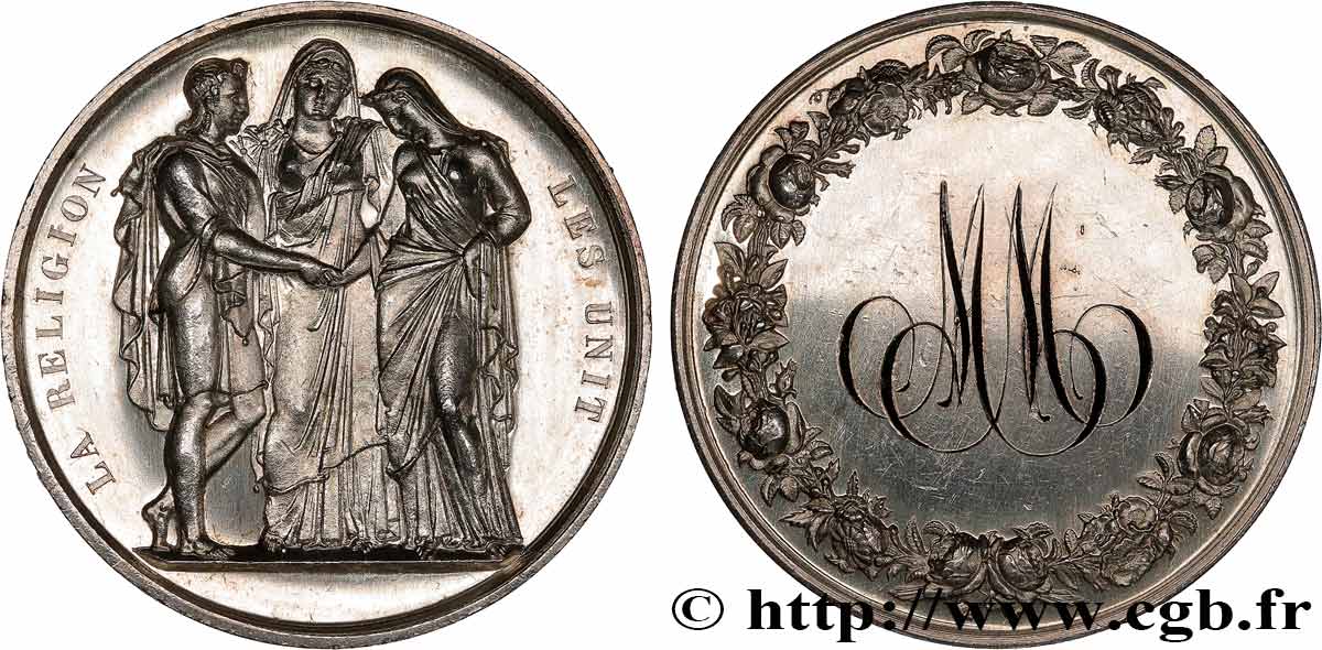 AMOUR ET MARIAGE Médaille de mariage, La Religion les unit AU