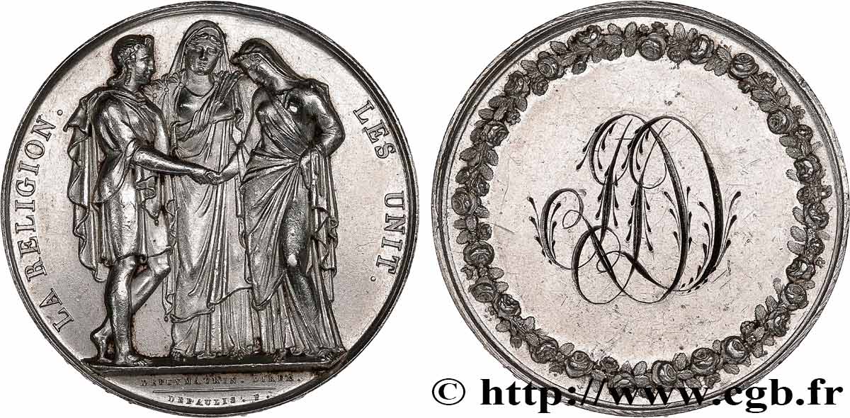 AMOUR ET MARIAGE Médaille de mariage, La Religion les unit q.SPL