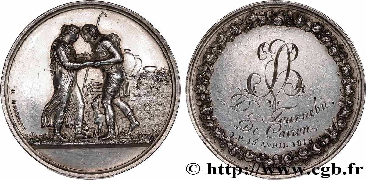 LOVE AND MARRIAGE Médaille de mariage, Jacob et Rachel, Stéphanie Napoléon et le Prince Louis de Bade XF