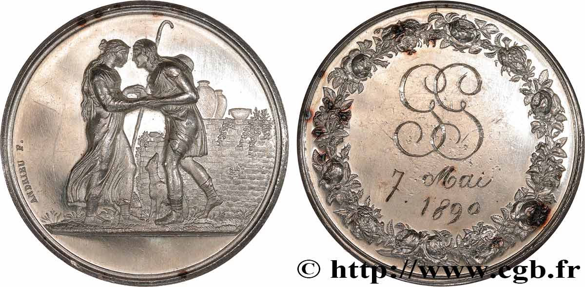 AMOUR ET MARIAGE Médaille de mariage, Jacob et Rachel, Stéphanie Napoléon et le Prince Louis de Bade TTB