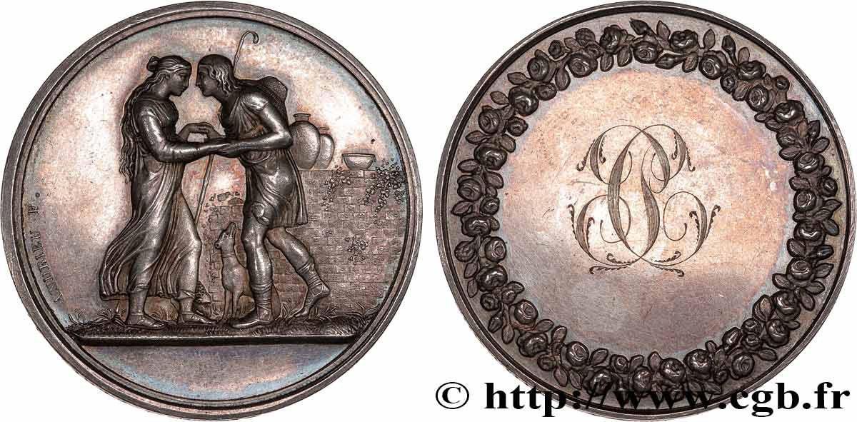 AMOUR ET MARIAGE Médaille de mariage, Jacob et Rachel, Stéphanie Napoléon et le Prince Louis de Bade XF