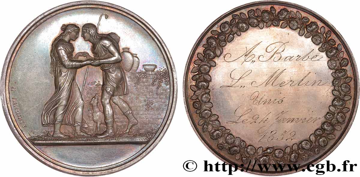 AMOUR ET MARIAGE Médaille de mariage, Jacob et Rachel, Stéphanie Napoléon et le Prince Louis de Bade TTB+