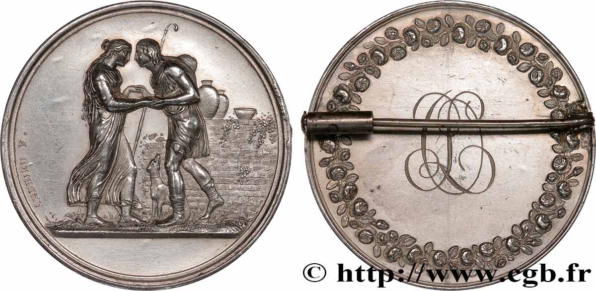 AMOUR ET MARIAGE Médaille de mariage de Stéphanie Napoléon et du Prince Louis de Bade, transformée en broche XF