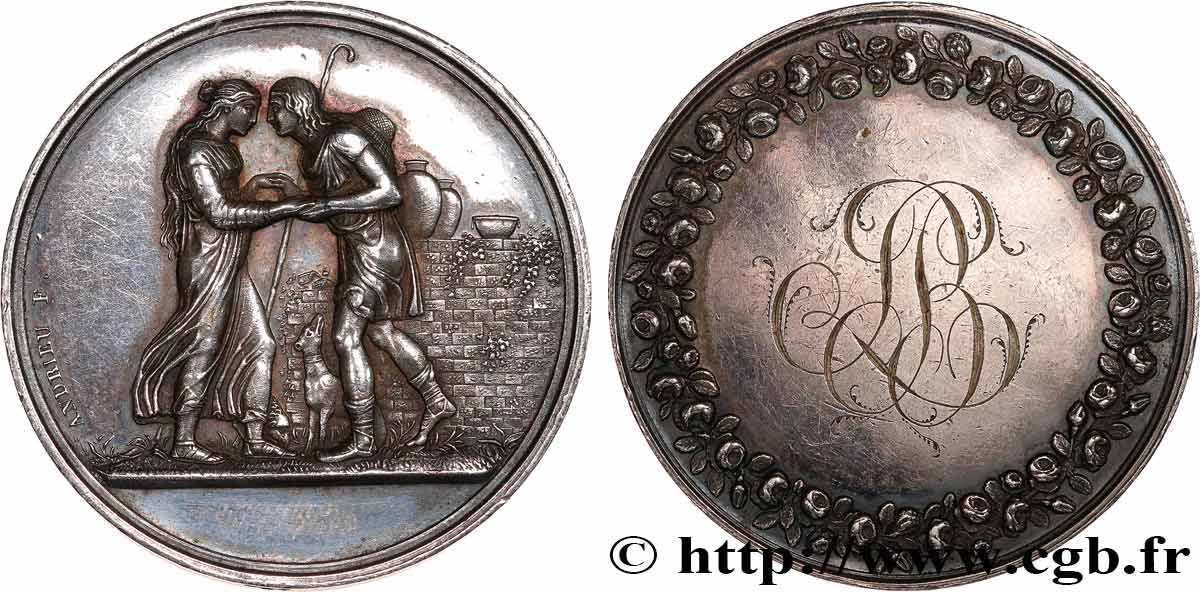 LOVE AND MARRIAGE Médaille de mariage, Jacob et Rachel, Stéphanie Napoléon et le Prince Louis de Bade XF