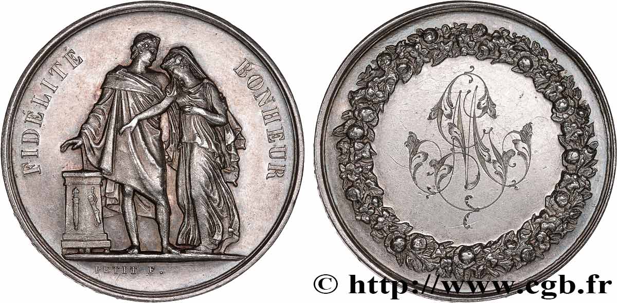 AMOUR ET MARIAGE Médaille de mariage, Fidélité et Bonheur XF