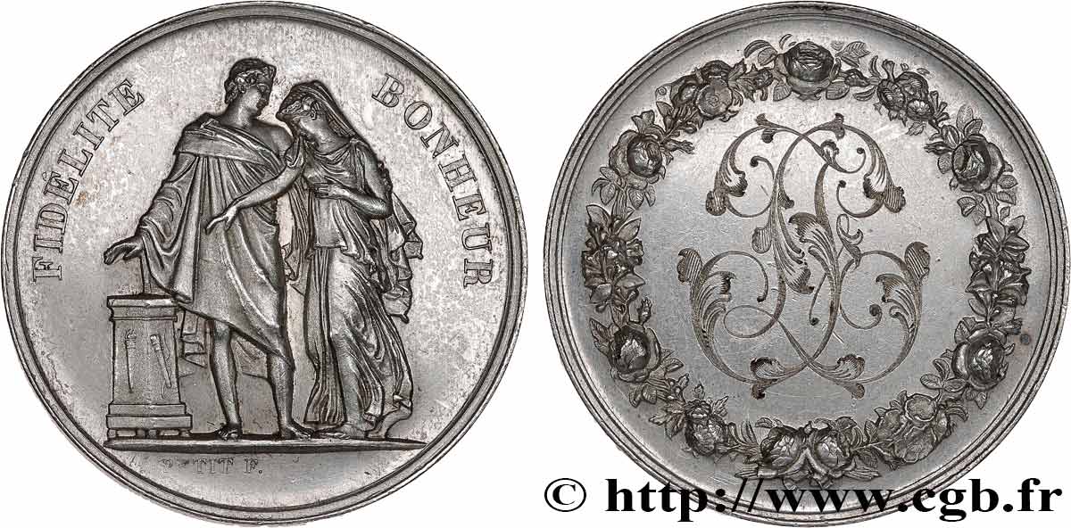 AMOUR ET MARIAGE Médaille de mariage, Fidélité et Bonheur TTB+/SUP