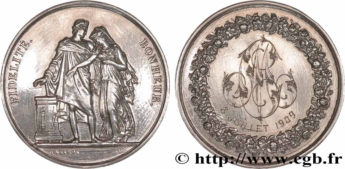AMOUR ET MARIAGE Médaille de mariage, Fidélité et Bonheur SS
