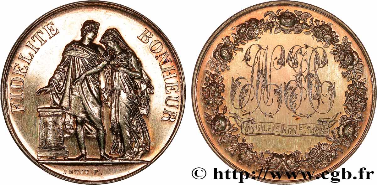 LOVE AND MARRIAGE Médaille de mariage, Fidélité et Bonheur AU