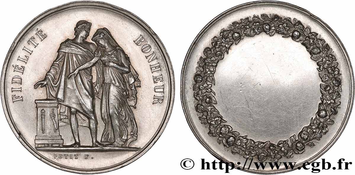AMOUR ET MARIAGE Médaille de mariage, Fidélité et Bonheur q.SPL/BB