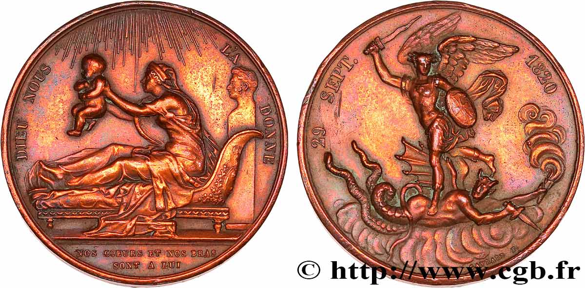 HENRI V COMTE DE CHAMBORD Médaille, Naissance du futur comte de Chambord (Henri V) VF