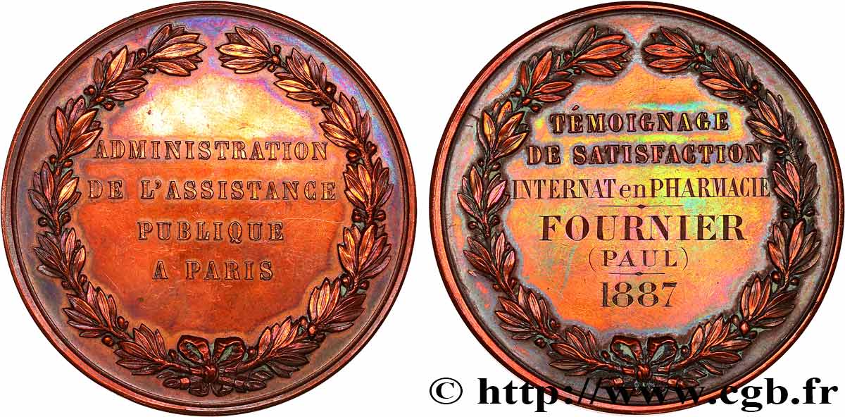 TROISIÈME RÉPUBLIQUE Médaille, Assistance Publique, témoignage de satisfaction TTB