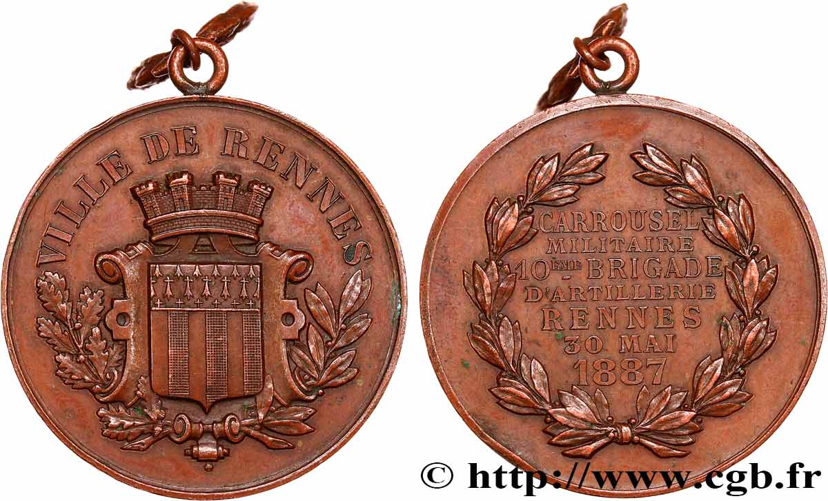 TERZA REPUBBLICA FRANCESE Médaille, Carrousel militaire, 10e brigade d’artillerie BB