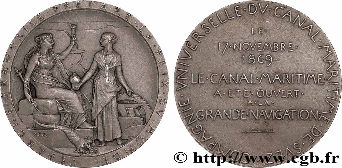 CANAUX ET TRANSPORTS FLUVIAUX Médaille, Compagnie Universelle du Canal maritime de Suez EBC