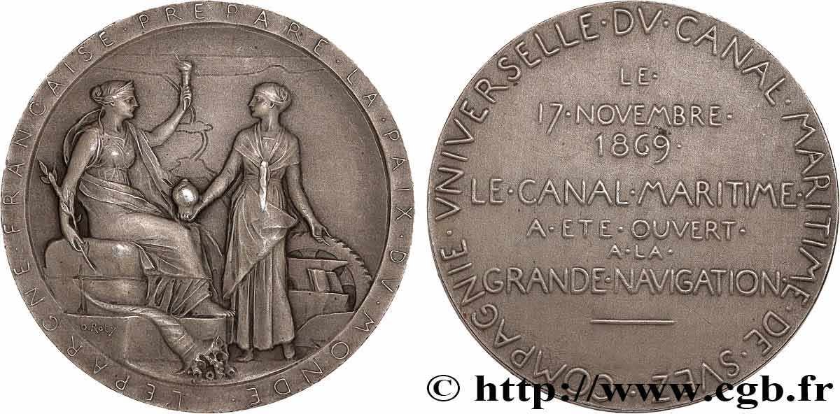 CANAUX ET TRANSPORTS FLUVIAUX Médaille, Compagnie Universelle du Canal maritime de Suez AU