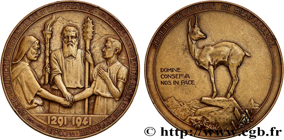 SCHWEIZ Médaille, 650e anniversaire de la Confédération Helvétique fVZ